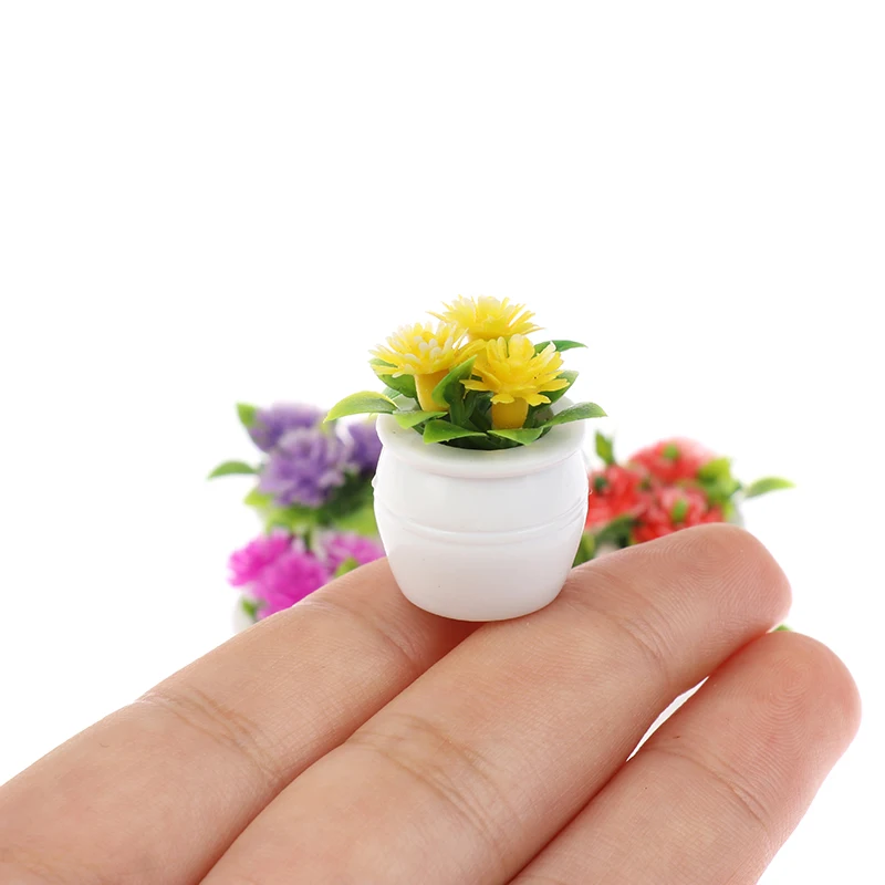 3pcs 1:12 Dollhouse Miniature Green Plant In Pot Simulation Potted Plants Dollhouse Decor