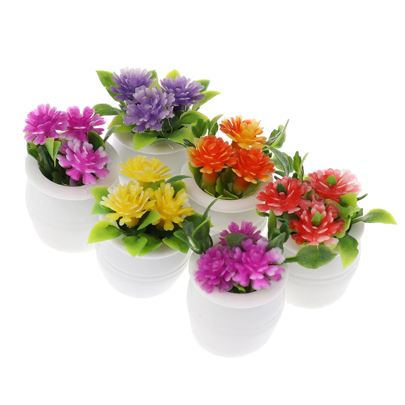 3pcs 1:12 Dollhouse Miniature Green Plant In Pot Simulation Potted Plants Dollhouse Decor