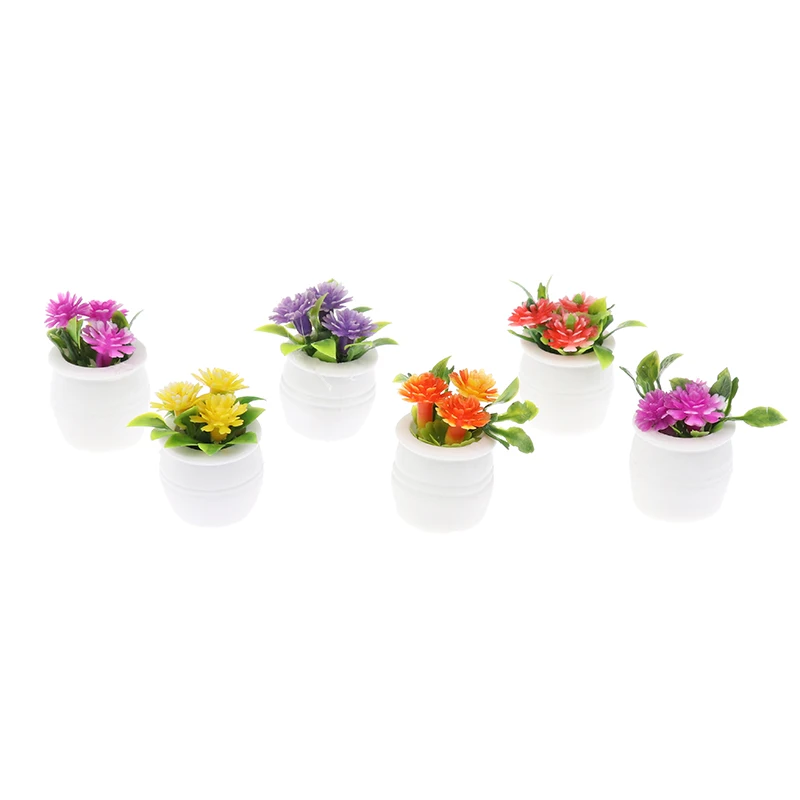 3pcs 1:12 Dollhouse Miniature Green Plant In Pot Simulation Potted Plants Dollhouse Decor