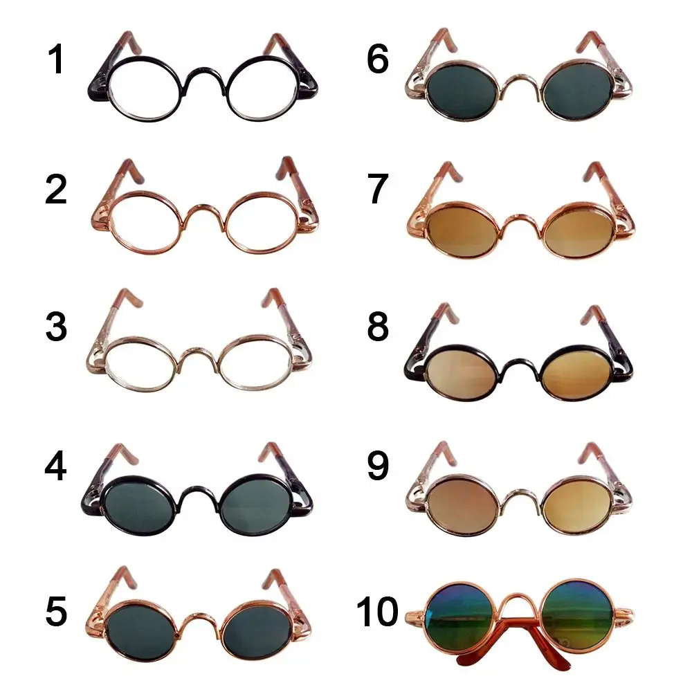 5.5cm Plush Doll Glasses For 10cm Cotton Dolls Round Frame Eyeglasses Dolls Mini Plush Animal DIY Clothes Accessories