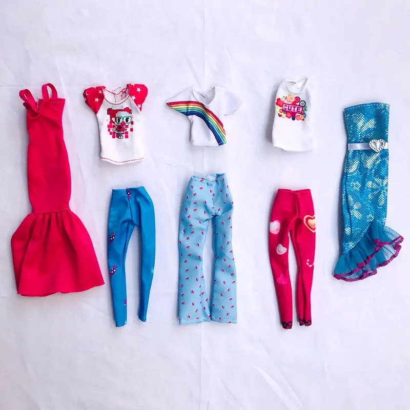 Dolls Clothes Tops Pants Dressing Kids Toys Fast Shipping Items Mini Dress Wear For Children DIY Girl Birthday Christmas Present