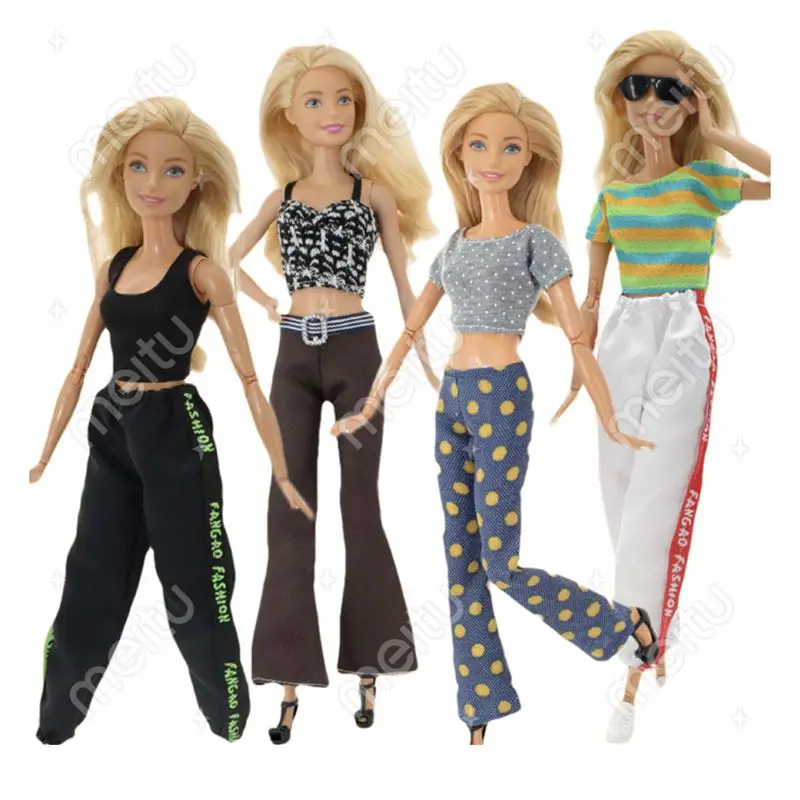 Dolls Clothes Tops Pants Dressing Kids Toys Fast Shipping Items Mini Dress Wear For Children DIY Girl Birthday Christmas Present