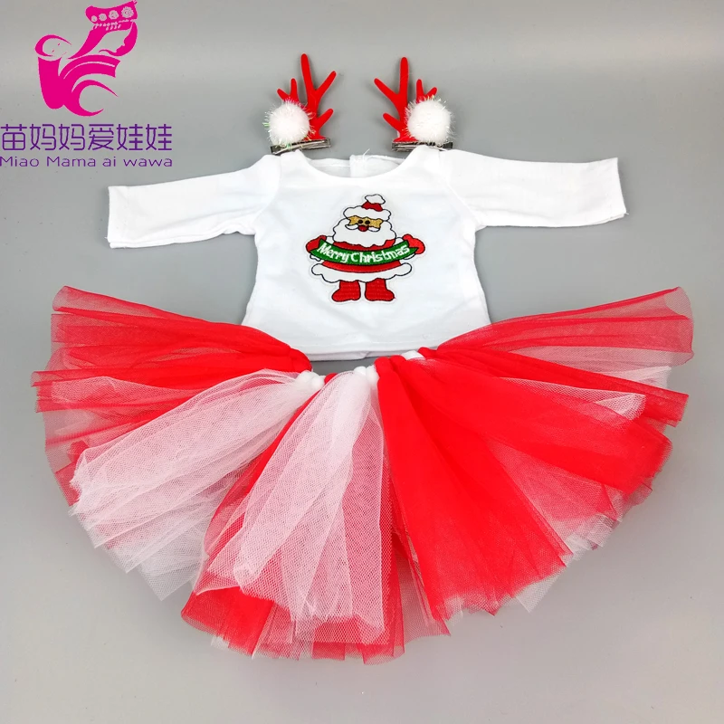 Santa Claus Dress for Baby Doll Clothes Christmas Dress 18 Inches Girl Doll Tutu Skirt