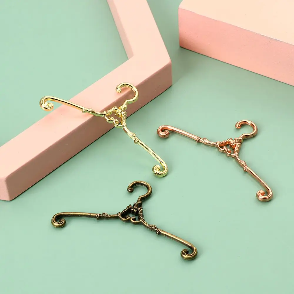 5Pcs/Set Retro Alloy Hangers For Ob11 Dolls Dollhouse Bedroom Wardrobe Decor Dolls Clothes Stand 4/6.5cm Hangers Furniture