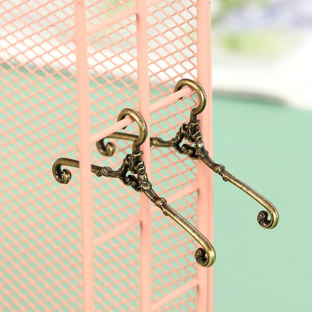 5Pcs/Set Retro Alloy Hangers For Ob11 Dolls Dollhouse Bedroom Wardrobe Decor Dolls Clothes Stand 4/6.5cm Hangers Furniture