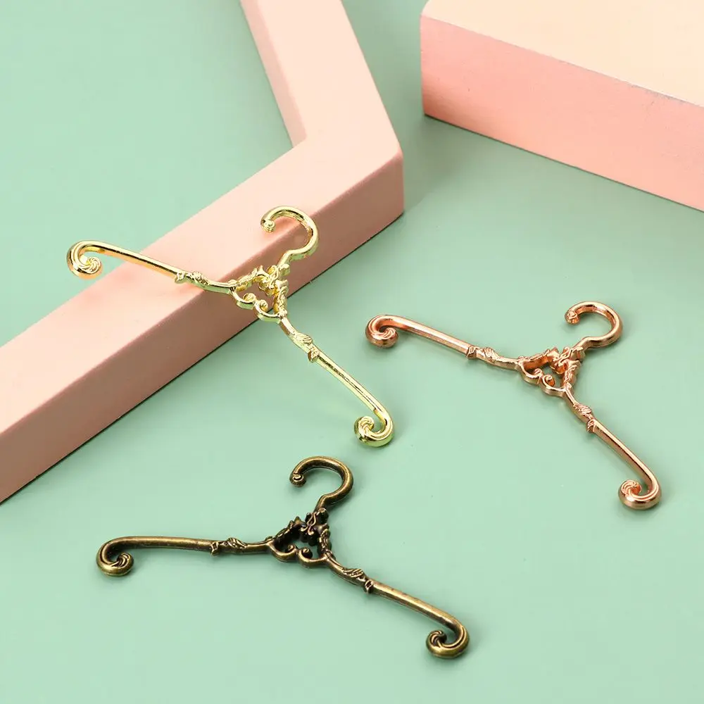 5Pcs/Set Retro Alloy Hangers For Ob11 Dolls Dollhouse Bedroom Wardrobe Decor Dolls Clothes Stand 4/6.5cm Hangers Furniture