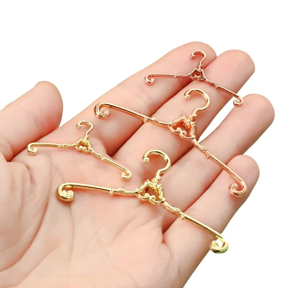 5Pcs/Set Retro Alloy Hangers For Ob11 Dolls Dollhouse Bedroom Wardrobe Decor Dolls Clothes Stand 4/6.5cm Hangers Furniture