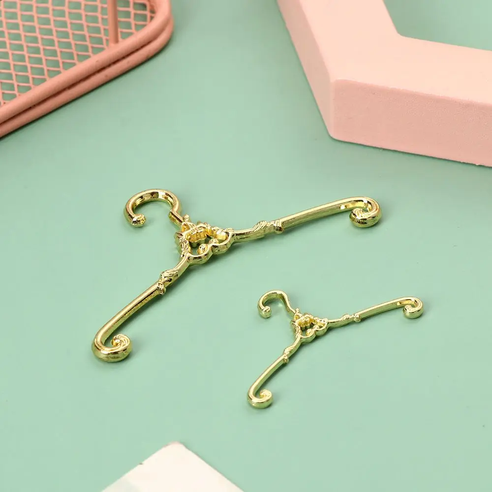 5Pcs/Set Retro Alloy Hangers For Ob11 Dolls Dollhouse Bedroom Wardrobe Decor Dolls Clothes Stand 4/6.5cm Hangers Furniture