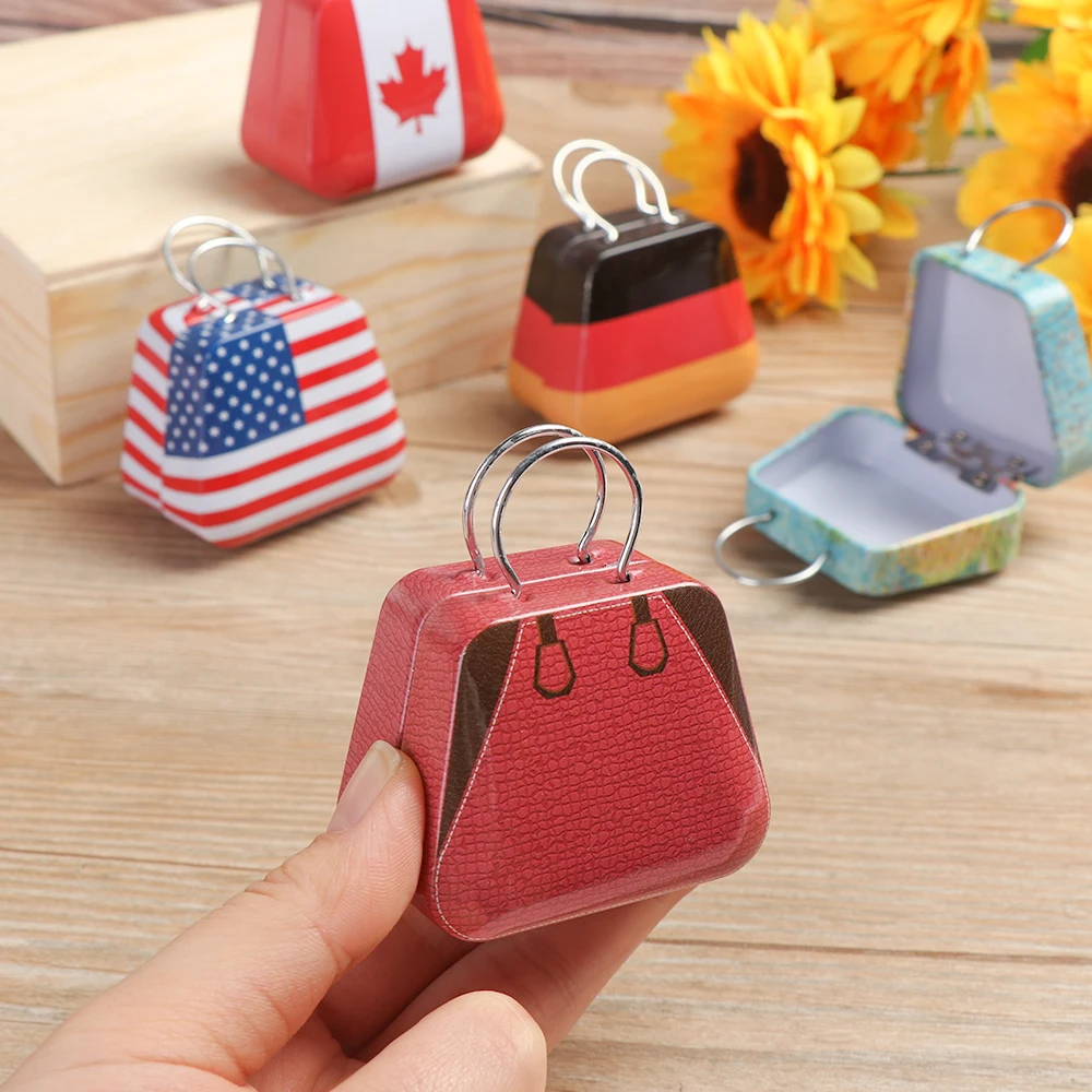 Metal Mini Suitcase Jewellery Box Miniature Trunk Bags Cartoon Pattern Dollhouse Decoration Gifts DIY Dolls Accessories