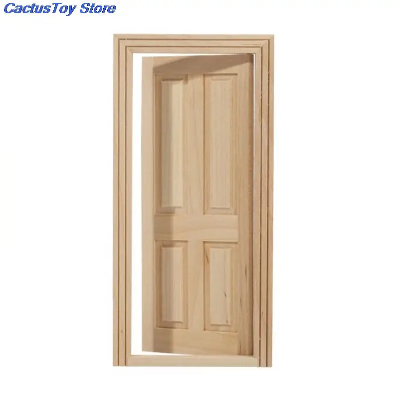Multi Styles Dollhouse Miniature Wood External Single Door Wooden Window Frame DIY Accessories Doll House Furniture Toys