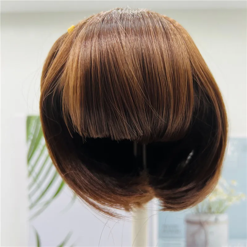 Reborn Doll Golden and Brown BOB Hair Sticked Hair Wig Fits 18--22 Inch Silicone Reborn Baby Dolls Short Hair DIY Doll Accessory