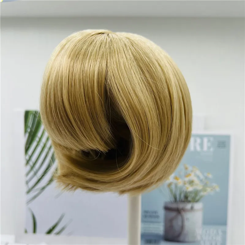 Reborn Doll Golden and Brown BOB Hair Sticked Hair Wig Fits 18--22 Inch Silicone Reborn Baby Dolls Short Hair DIY Doll Accessory