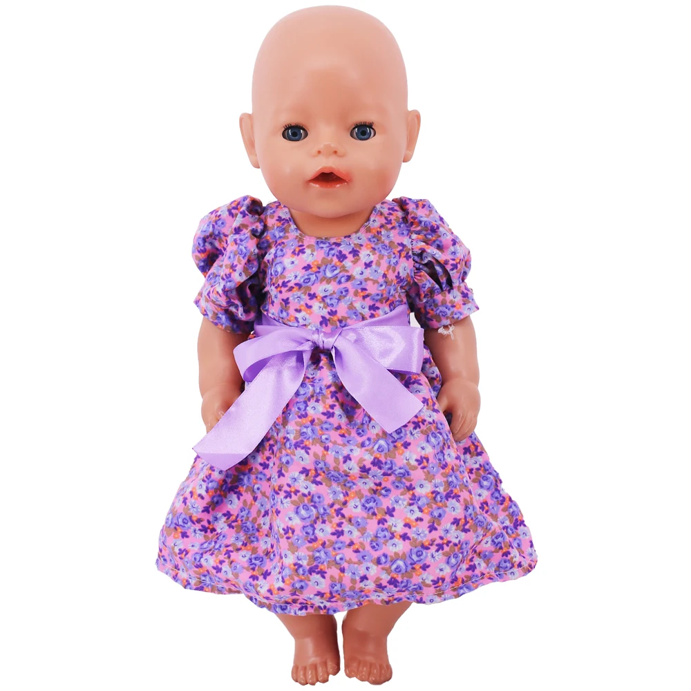 Doll Clothes Dress for 18inch American Doll& 43Cm Baby Doll T-shirt+Skirt Cute Bow Dress Our Generation Baby Girl's Toys Gift