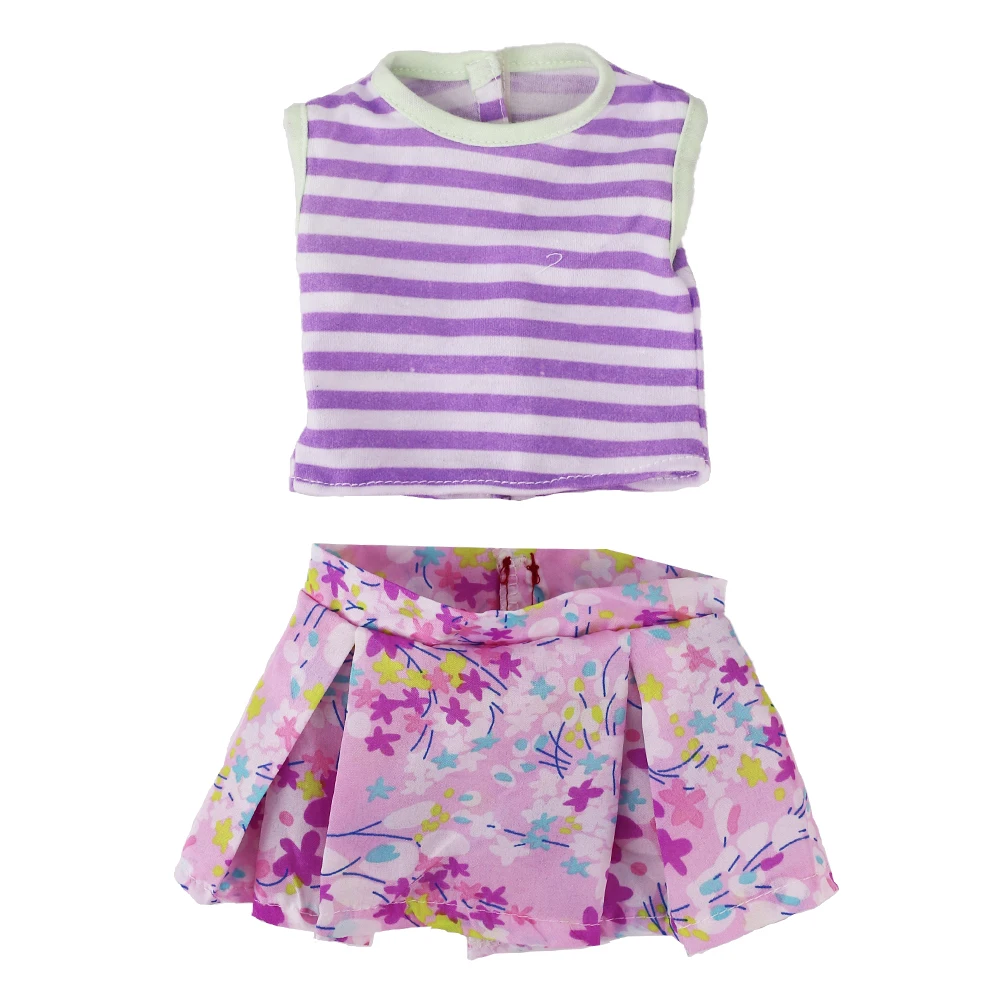Doll Clothes Dress for 18inch American Doll& 43Cm Baby Doll T-shirt+Skirt Cute Bow Dress Our Generation Baby Girl's Toys Gift