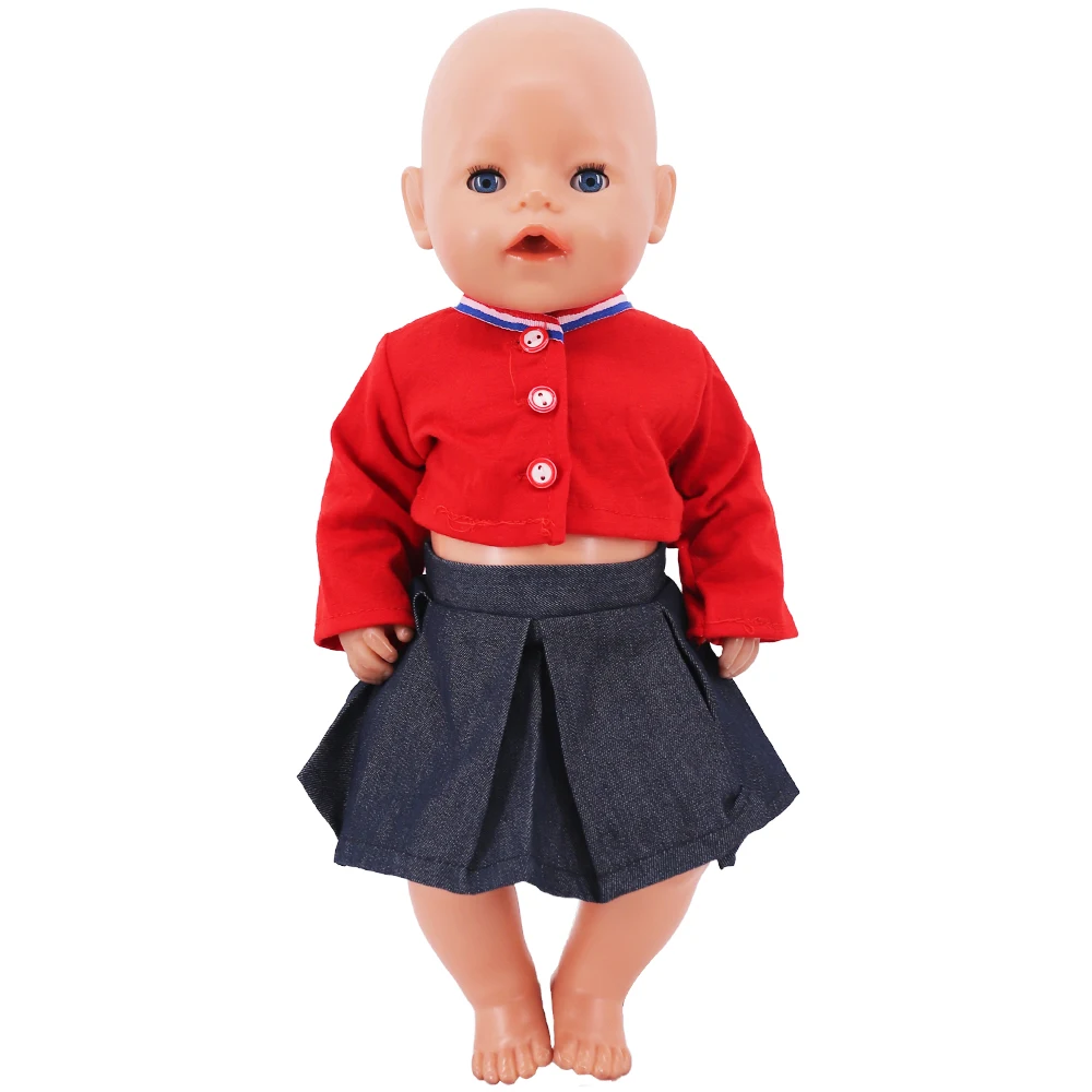 Doll Clothes Dress for 18inch American Doll& 43Cm Baby Doll T-shirt+Skirt Cute Bow Dress Our Generation Baby Girl's Toys Gift
