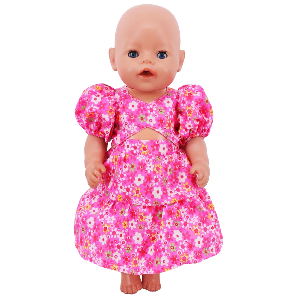 Doll Clothes Dress for 18inch American Doll& 43Cm Baby Doll T-shirt+Skirt Cute Bow Dress Our Generation Baby Girl's Toys Gift