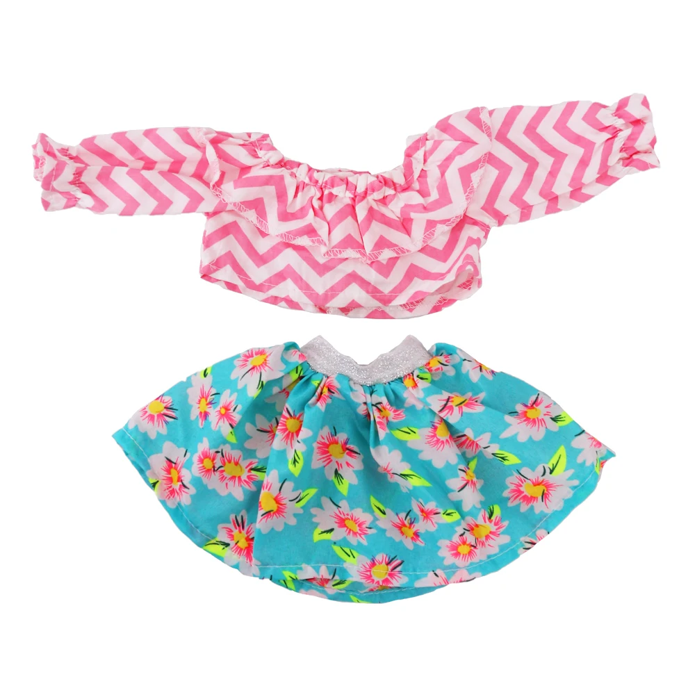 Doll Clothes Dress for 18inch American Doll& 43Cm Baby Doll T-shirt+Skirt Cute Bow Dress Our Generation Baby Girl's Toys Gift