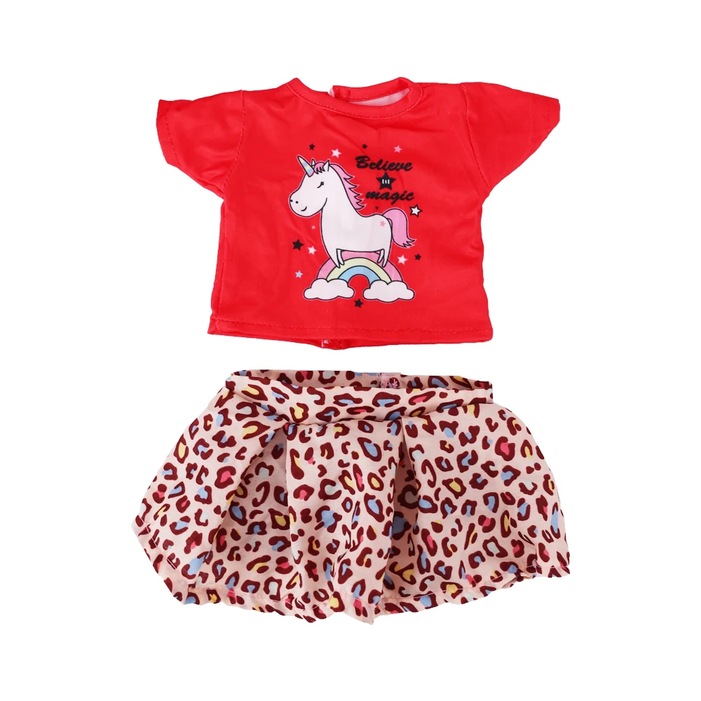 Doll Clothes Dress for 18inch American Doll& 43Cm Baby Doll T-shirt+Skirt Cute Bow Dress Our Generation Baby Girl's Toys Gift