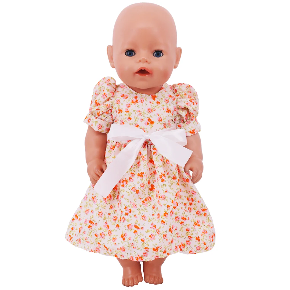 Doll Clothes Dress for 18inch American Doll& 43Cm Baby Doll T-shirt+Skirt Cute Bow Dress Our Generation Baby Girl's Toys Gift