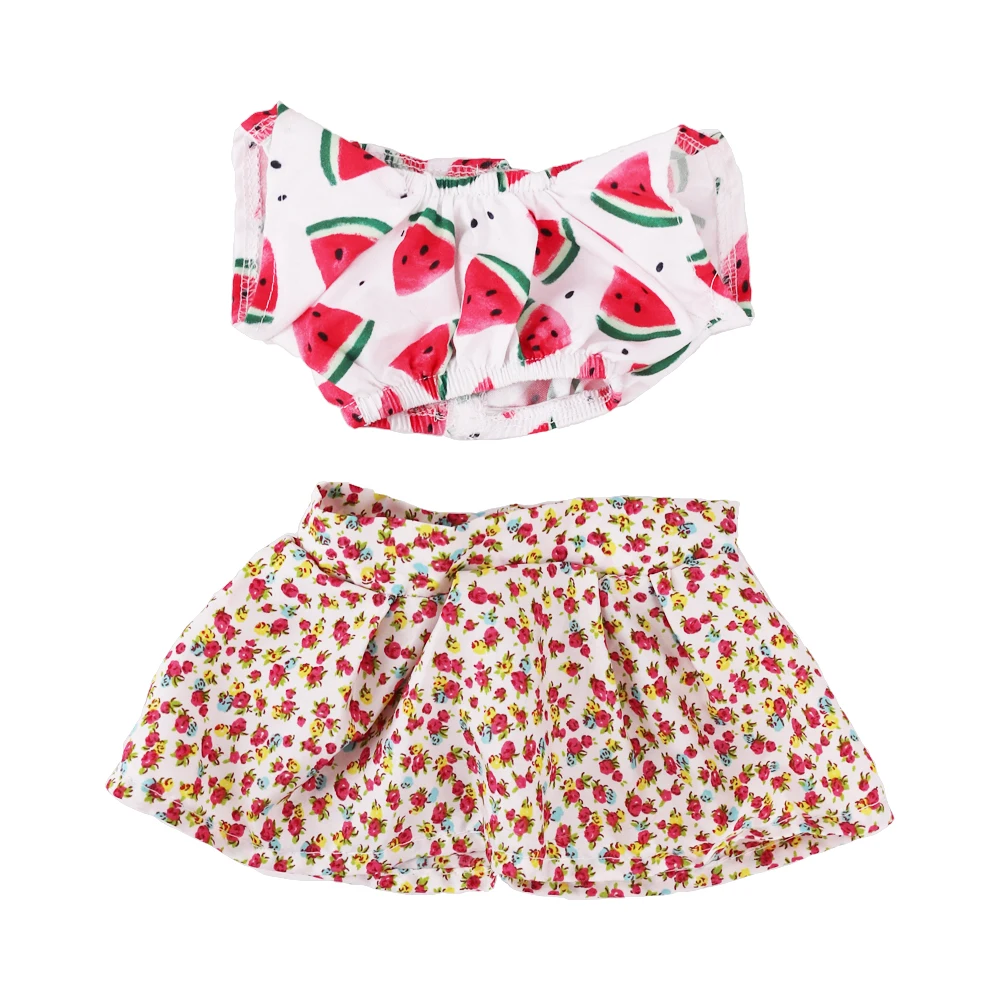 Doll Clothes Dress for 18inch American Doll& 43Cm Baby Doll T-shirt+Skirt Cute Bow Dress Our Generation Baby Girl's Toys Gift