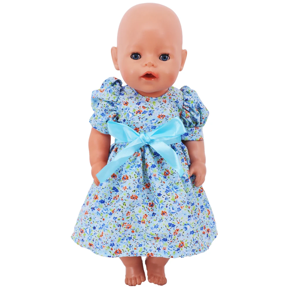 Doll Clothes Dress for 18inch American Doll& 43Cm Baby Doll T-shirt+Skirt Cute Bow Dress Our Generation Baby Girl's Toys Gift
