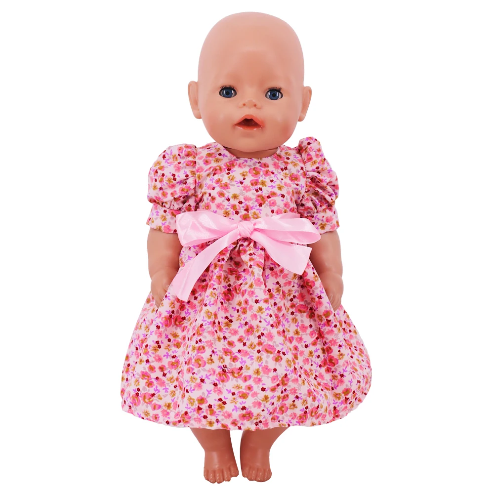 Doll Clothes Dress for 18inch American Doll& 43Cm Baby Doll T-shirt+Skirt Cute Bow Dress Our Generation Baby Girl's Toys Gift