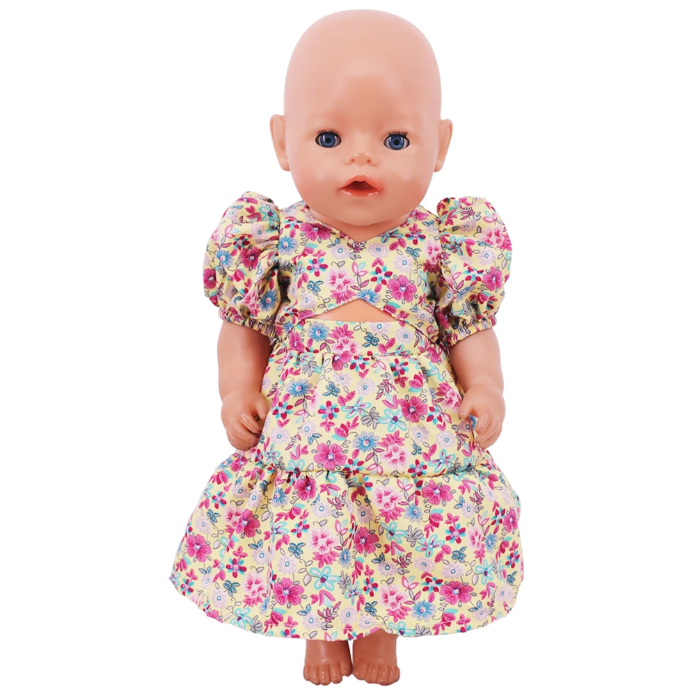 Doll Clothes Dress for 18inch American Doll& 43Cm Baby Doll T-shirt+Skirt Cute Bow Dress Our Generation Baby Girl's Toys Gift