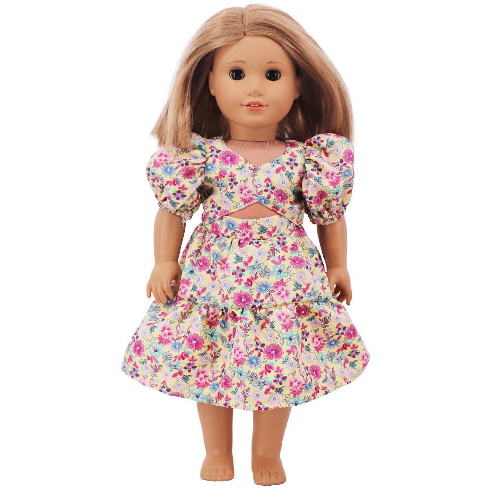 Doll Clothes Dress for 18inch American Doll& 43Cm Baby Doll T-shirt+Skirt Cute Bow Dress Our Generation Baby Girl's Toys Gift