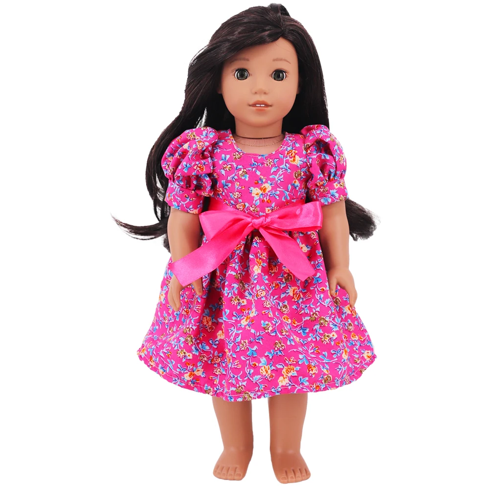 Doll Clothes Dress for 18inch American Doll& 43Cm Baby Doll T-shirt+Skirt Cute Bow Dress Our Generation Baby Girl's Toys Gift