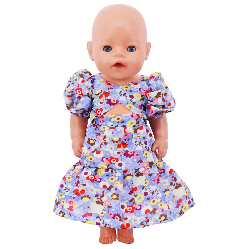 Doll Clothes Dress for 18inch American Doll& 43Cm Baby Doll T-shirt+Skirt Cute Bow Dress Our Generation Baby Girl's Toys Gift