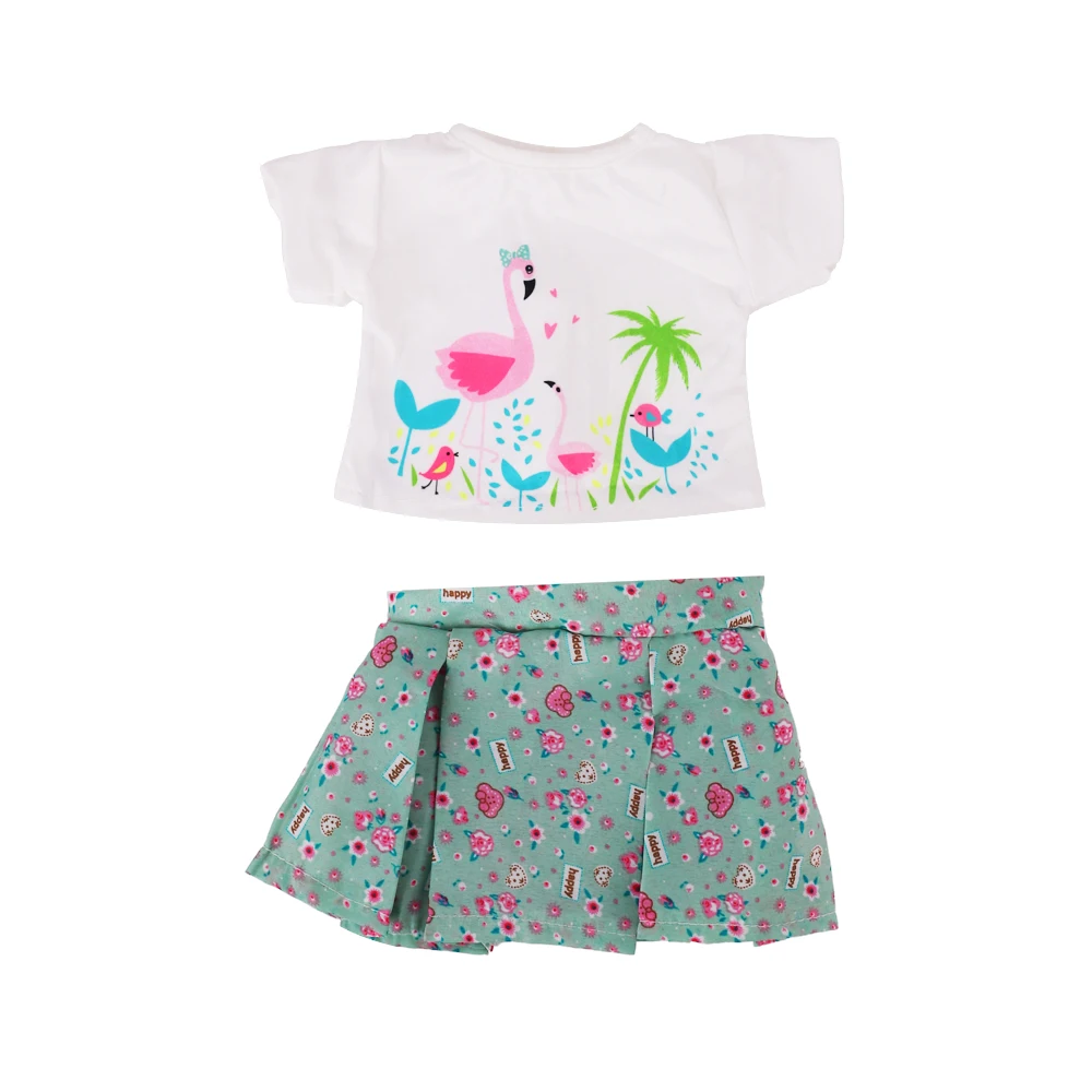 Doll Clothes Dress for 18inch American Doll& 43Cm Baby Doll T-shirt+Skirt Cute Bow Dress Our Generation Baby Girl's Toys Gift