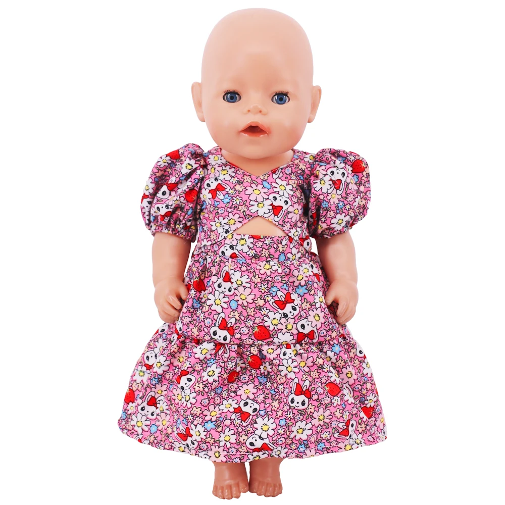 Doll Clothes Dress for 18inch American Doll& 43Cm Baby Doll T-shirt+Skirt Cute Bow Dress Our Generation Baby Girl's Toys Gift