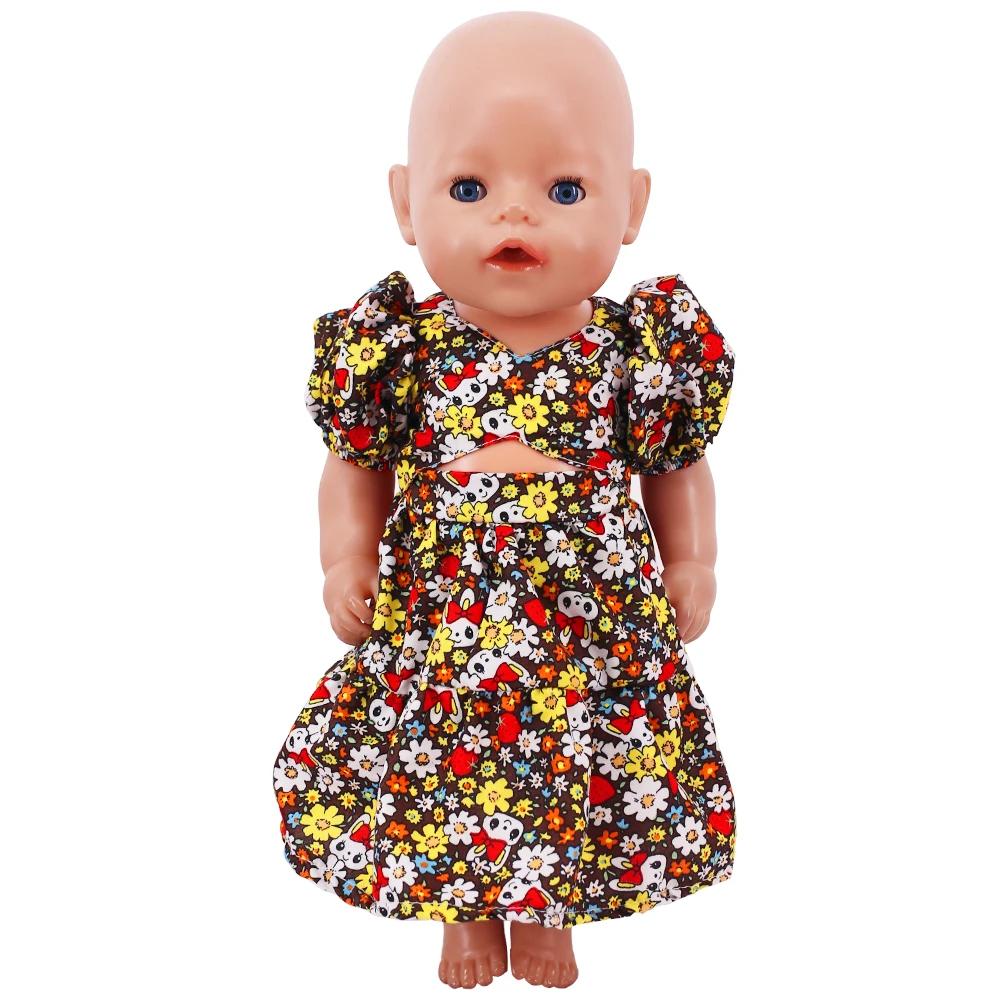 Doll Clothes Dress for 18inch American Doll& 43Cm Baby Doll T-shirt+Skirt Cute Bow Dress Our Generation Baby Girl's Toys Gift