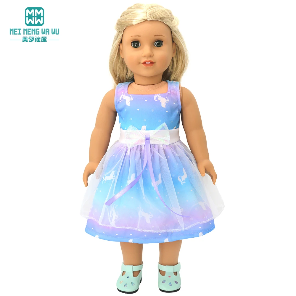 Doll Clothes Fashion T Shirt Pants Cartoon Dress Fits 45cm American Doll Toy Accessories Gift Girls