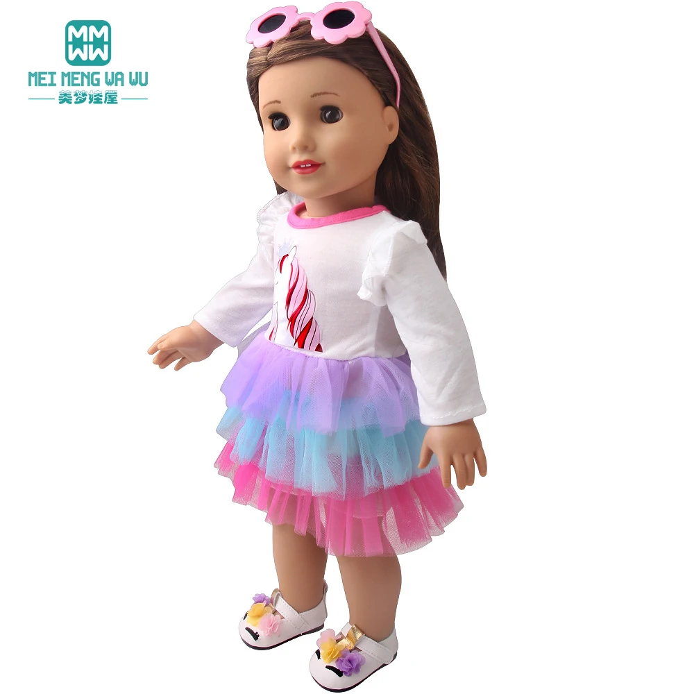 Doll Clothes Fashion T Shirt Pants Cartoon Dress Fits 45cm American Doll Toy Accessories Gift Girls