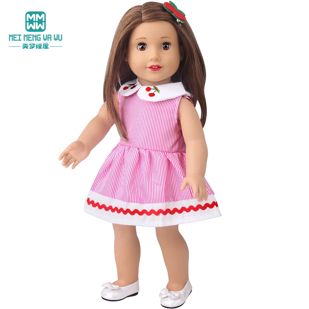 Doll Clothes Fashion T Shirt Pants Cartoon Dress Fits 45cm American Doll Toy Accessories Gift Girls