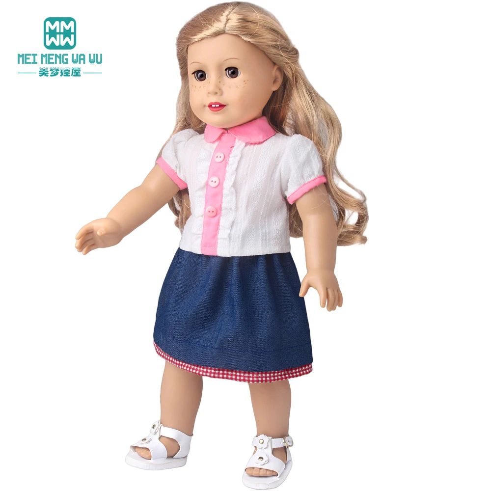 Doll Clothes Fashion T Shirt Pants Cartoon Dress Fits 45cm American Doll Toy Accessories Gift Girls