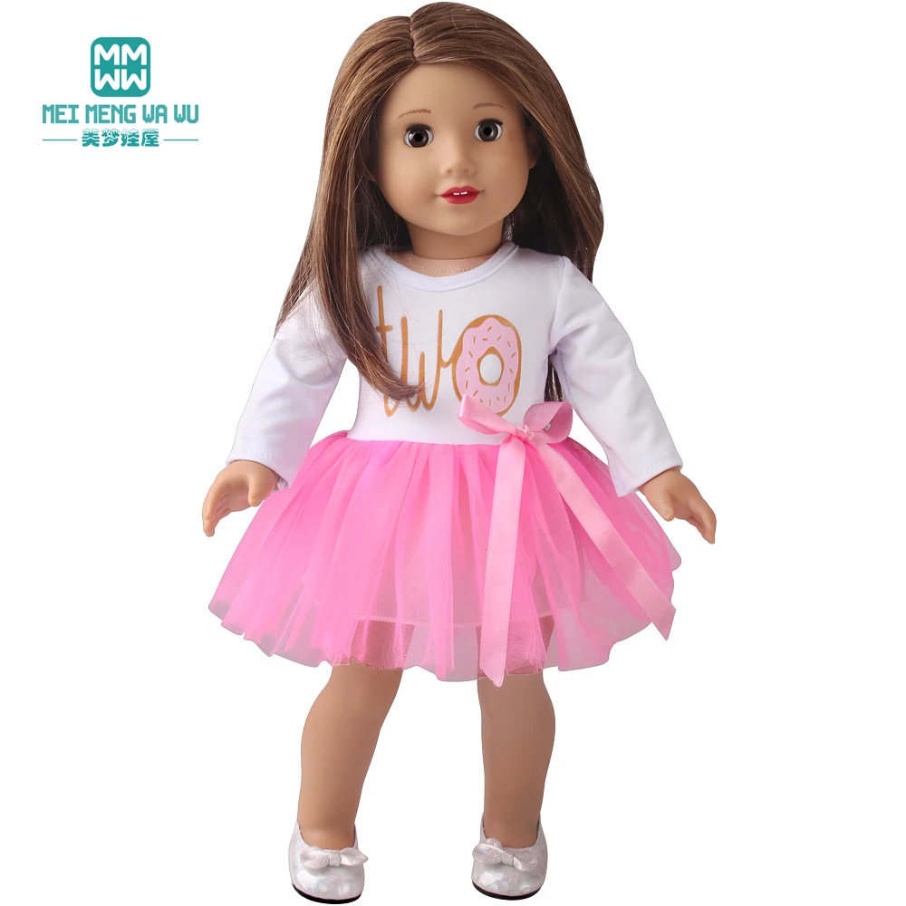 Doll Clothes Fashion T Shirt Pants Cartoon Dress Fits 45cm American Doll Toy Accessories Gift Girls