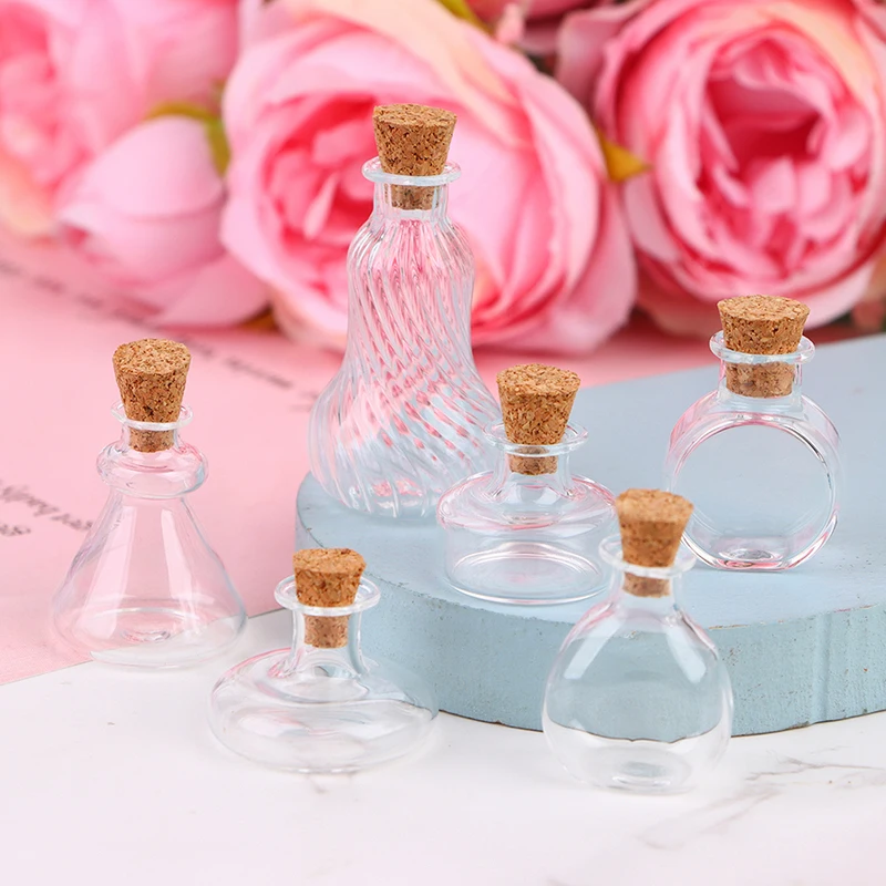 1/12 Scale Miniature Dollhouse Glass Vase Mini Stripe Wishing Glass Bottle Simulation Vase Model for Doll House Accessories Toy