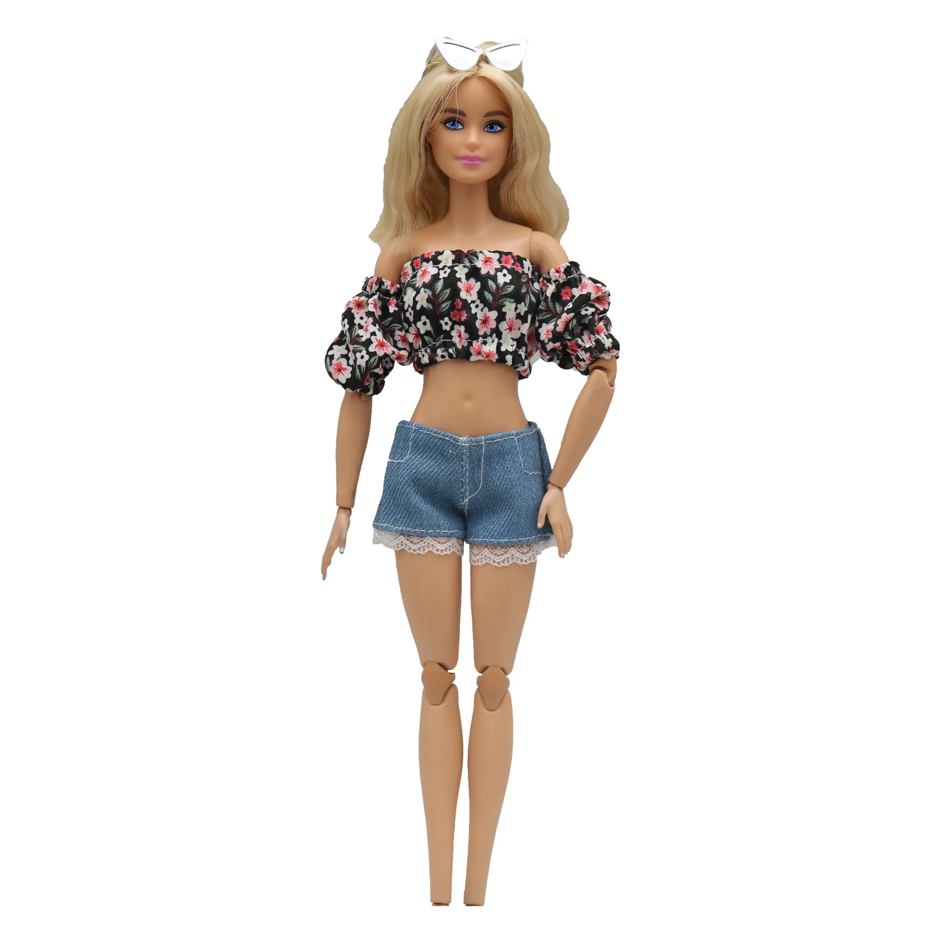 New Doll Clothing Accessories Floral Bubble Sleeve Puffy For 30 Cm Doll 1/6 Small Skirt Set 30Cm
