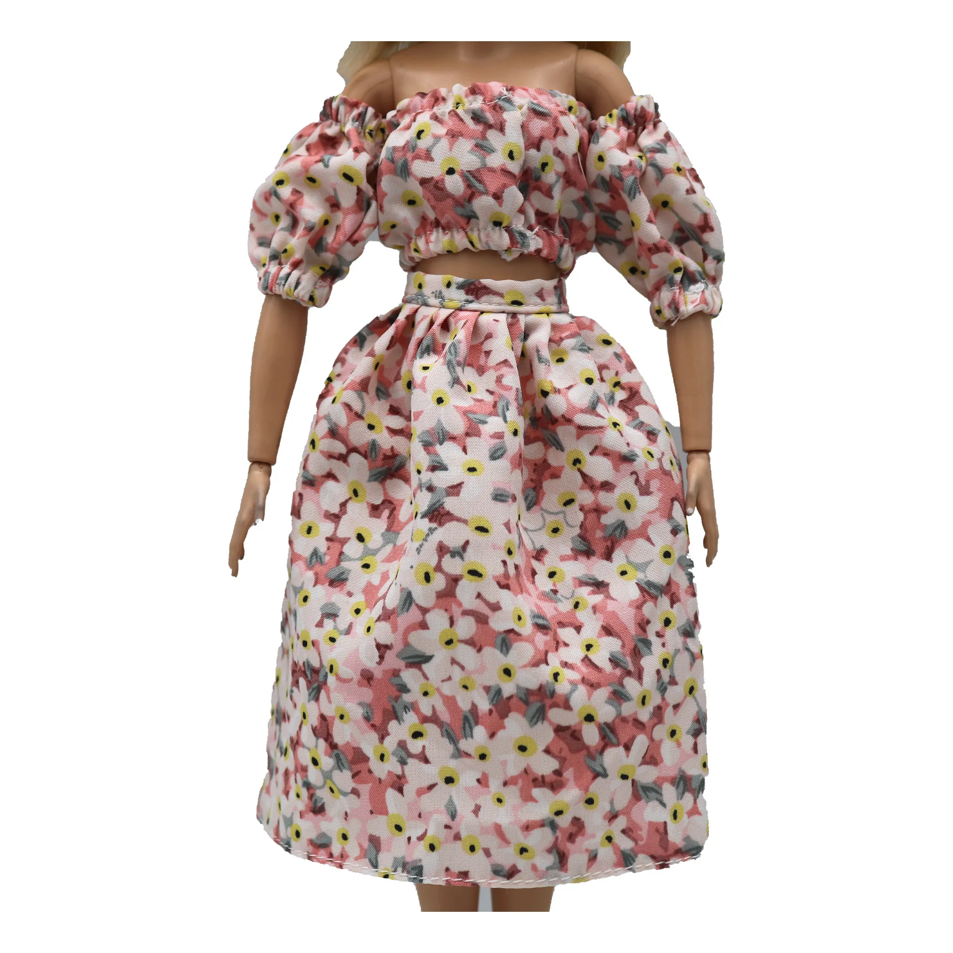 New Doll Clothing Accessories Floral Bubble Sleeve Puffy For 30 Cm Doll 1/6 Small Skirt Set 30Cm