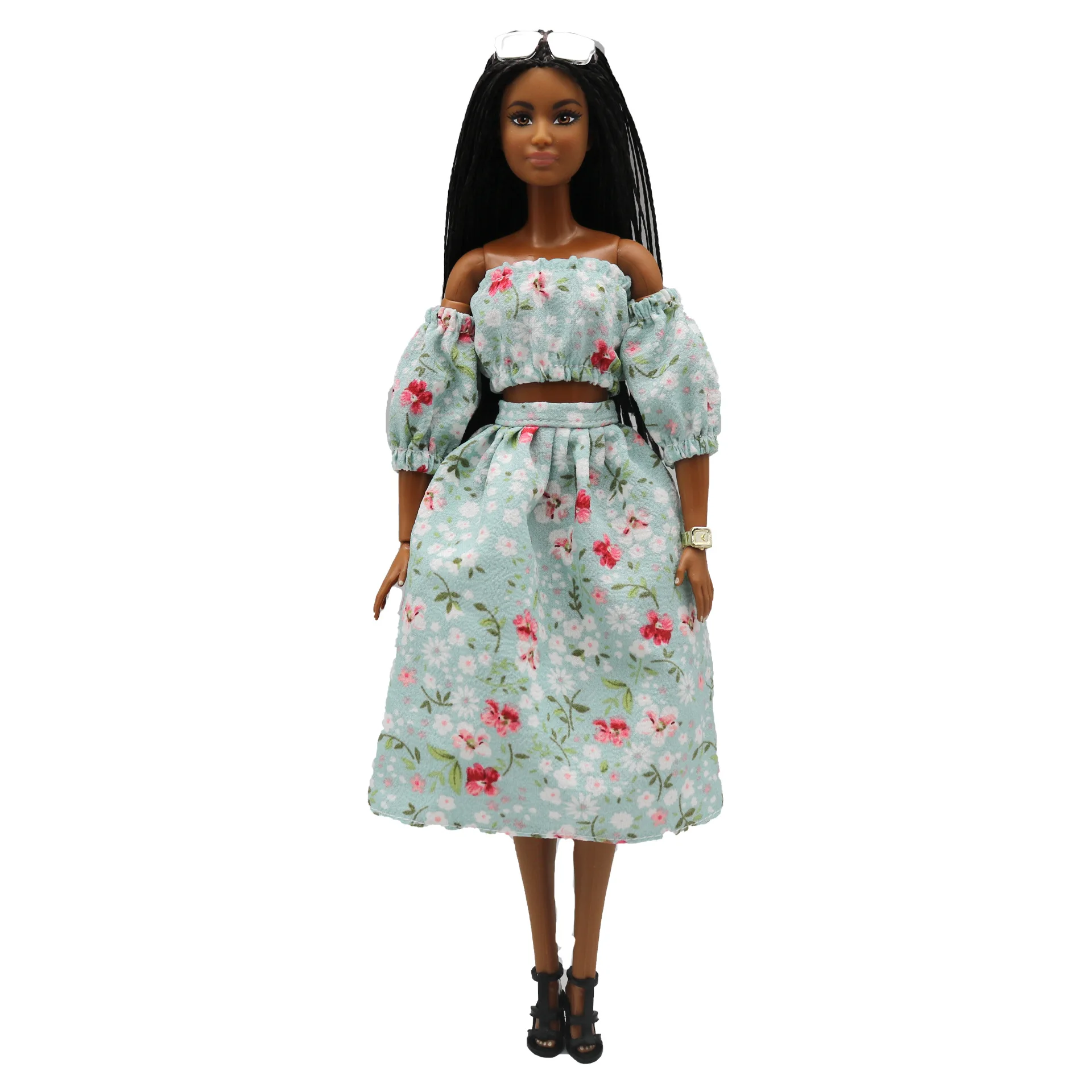 New Doll Clothing Accessories Floral Bubble Sleeve Puffy For 30 Cm Doll 1/6 Small Skirt Set 30Cm