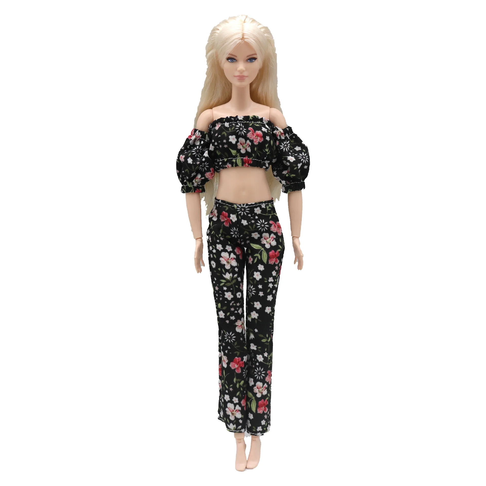 New Doll Clothing Accessories Floral Bubble Sleeve Puffy For 30 Cm Doll 1/6 Small Skirt Set 30Cm