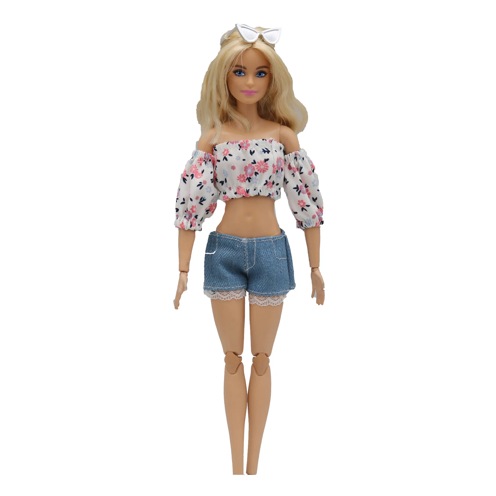 New Doll Clothing Accessories Floral Bubble Sleeve Puffy For 30 Cm Doll 1/6 Small Skirt Set 30Cm