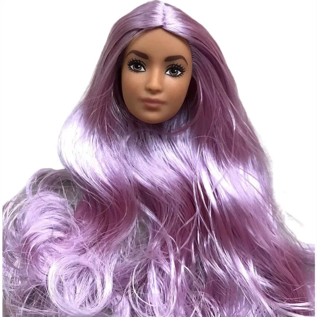 Orignal ST 70th Doll Heads Red Purple Tricolor HairDoll Accessories DIY Doll Parts Girl Christmas Gifts Rare Collection Dolls
