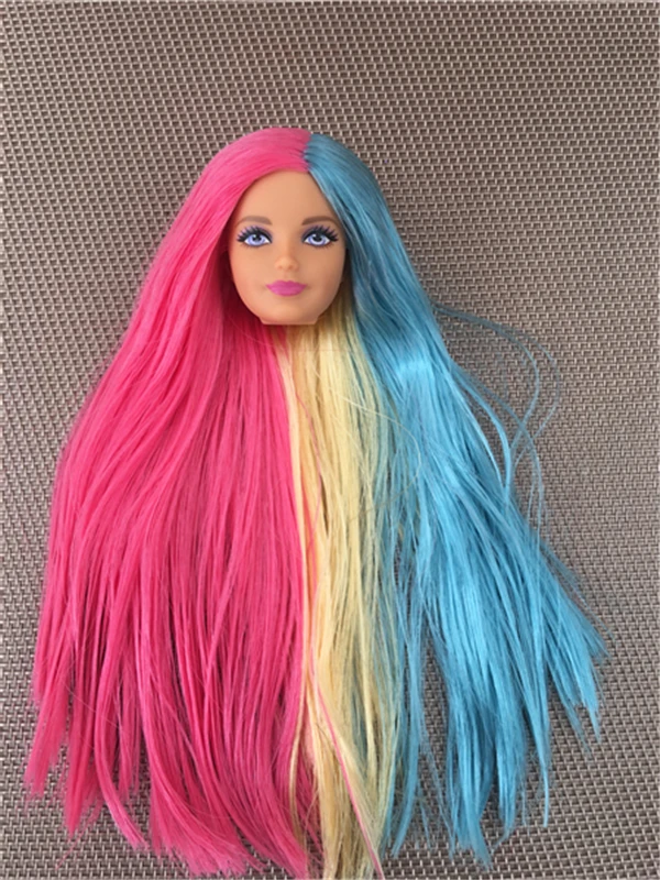 Orignal ST 70th Doll Heads Red Purple Tricolor HairDoll Accessories DIY Doll Parts Girl Christmas Gifts Rare Collection Dolls