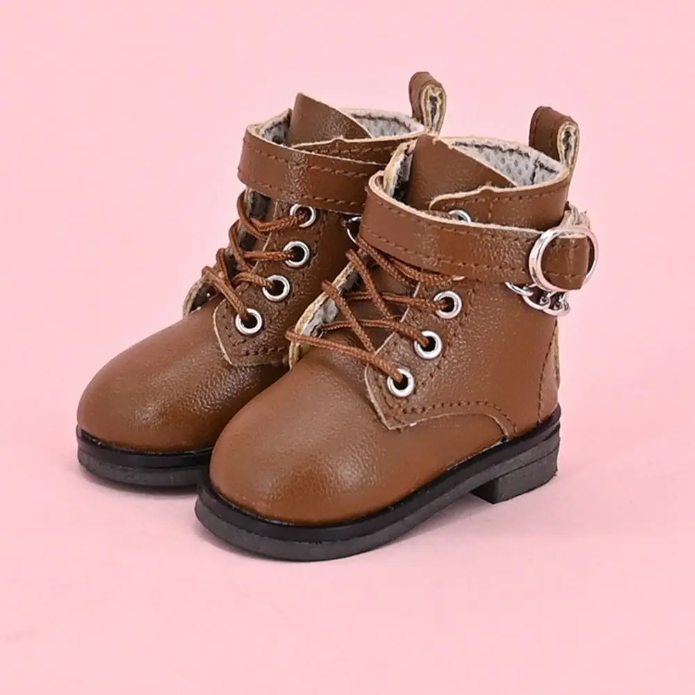5CM Fashion Doll Leather Shoes Suitable for 1/6 BJD Dolls Casual Wearing Boots with Chain Decor DIY Doll Clothes Accessories
