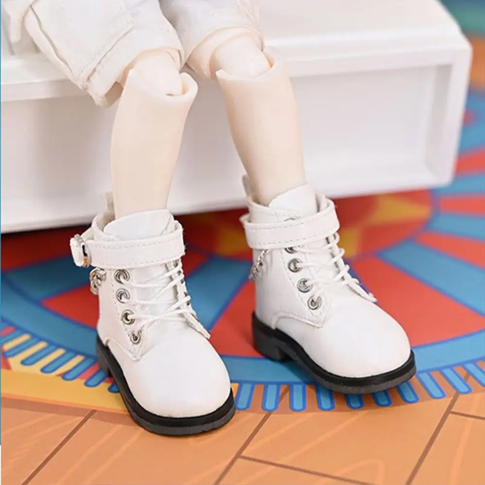 5CM Fashion Doll Leather Shoes Suitable for 1/6 BJD Dolls Casual Wearing Boots with Chain Decor DIY Doll Clothes Accessories
