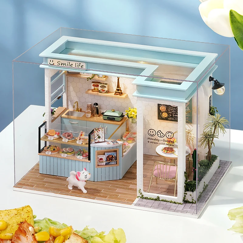 Wooden Miniature Doll House DIY Small House Kit 3D Puzzle Assemble Building Model Home Bedroom Decoration With Furniture Gifts