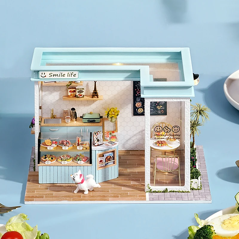 Wooden Miniature Doll House DIY Small House Kit 3D Puzzle Assemble Building Model Home Bedroom Decoration With Furniture Gifts